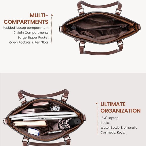 Purses Tote Bag for Women, Handbags Large Shoulder Bag, Leather Work Bags with M - Picture 4 of 8